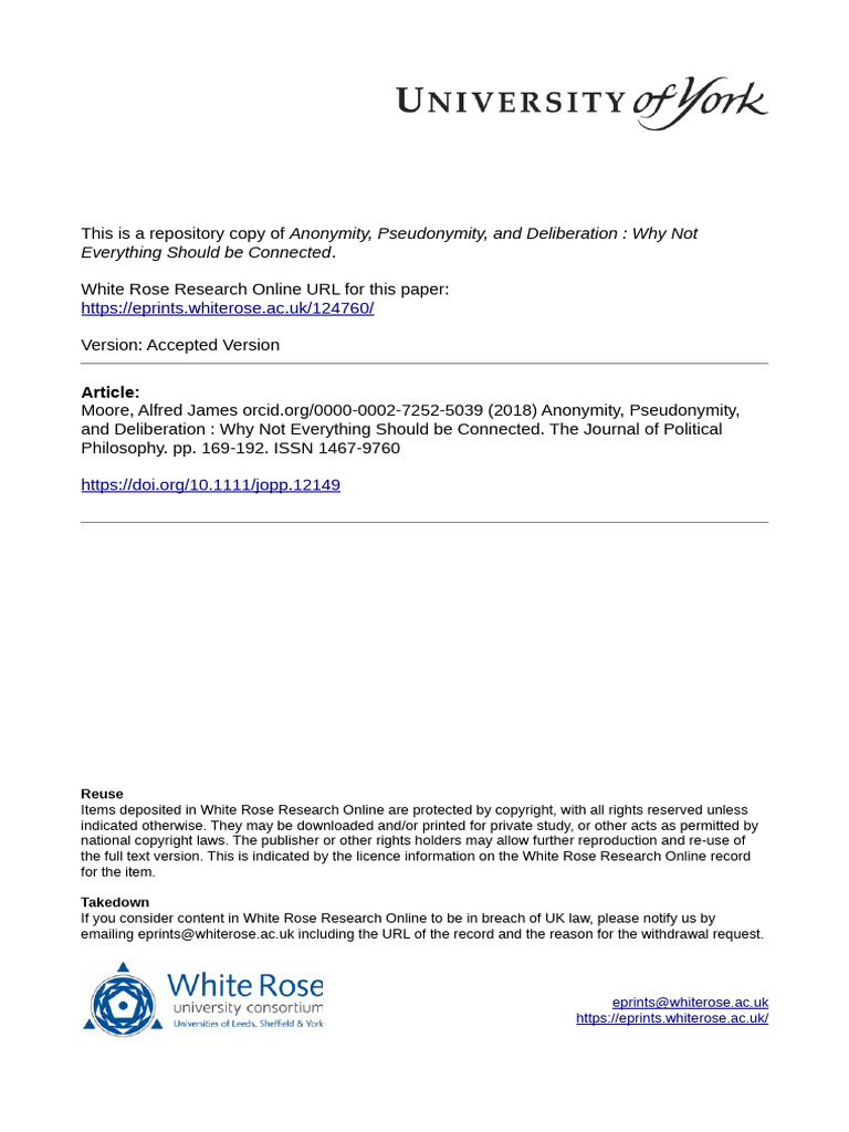 (Article) Anonymity and Deliberation | PDF | Anonymity | Privacy