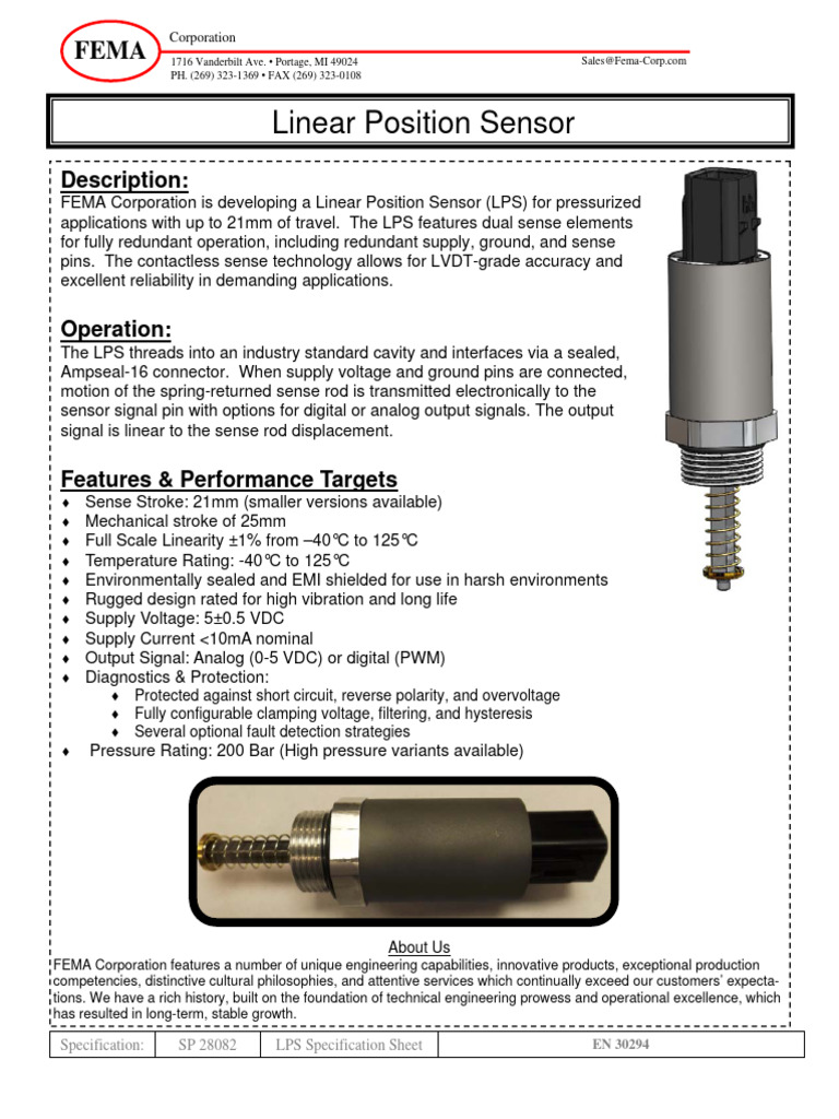 Linear Position Sensor Specification Sheet | PDF | Sensor | Electrical ...