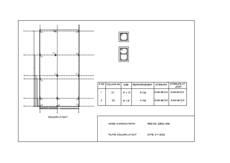 Column Layout and Reinforcement Details | PDF