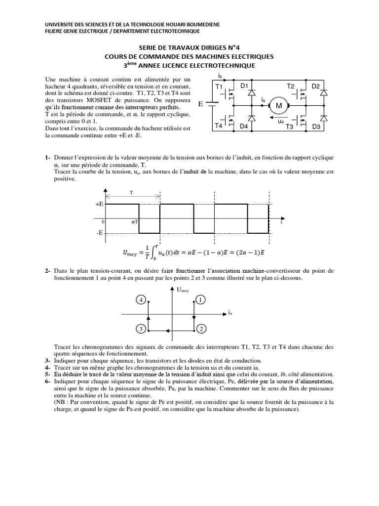 Exercice corrigé hacheur 4 quadrants PDF Puissance (physique — free download