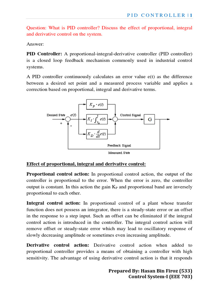 PID Controller | PDF | Control Theory | Electronic Engineering