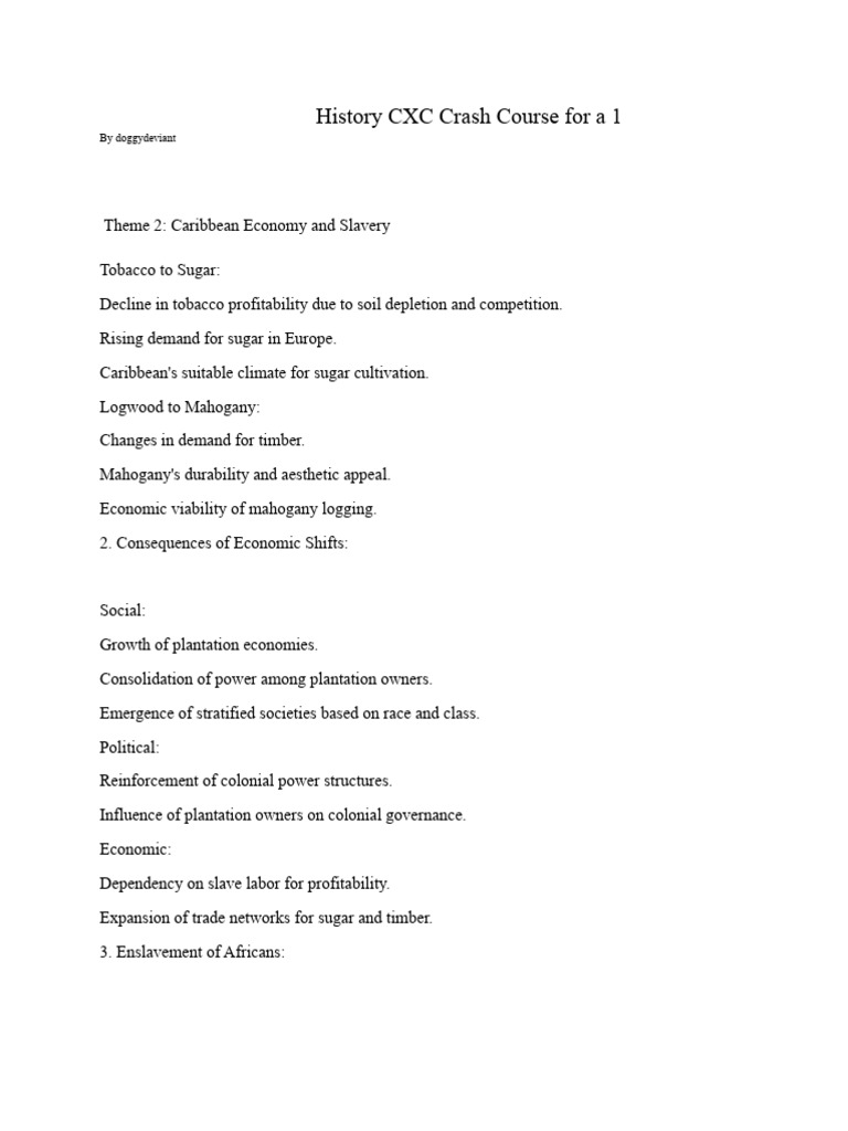 Caribbean Economy and Slavery Overview | PDF | Atlantic Slave Trade ...