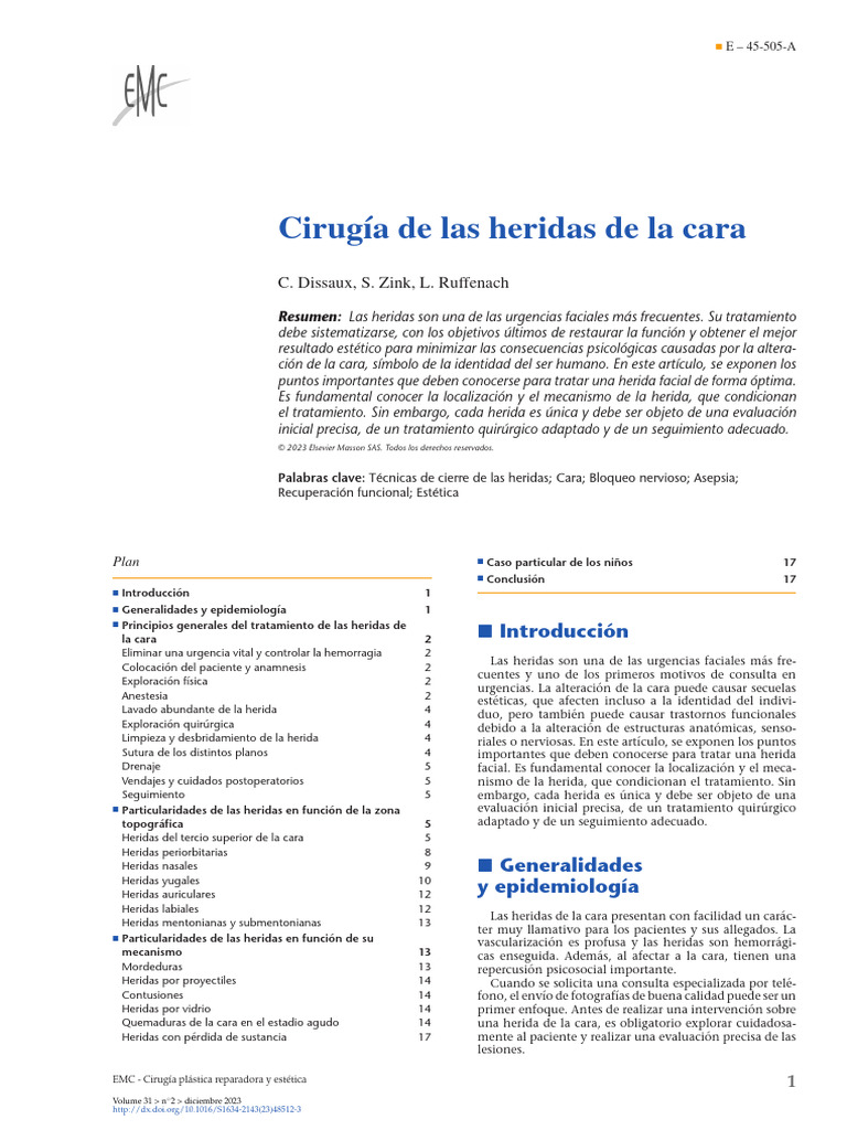 Cirugia Heridas De La Cara Pdf Herida Cirugía