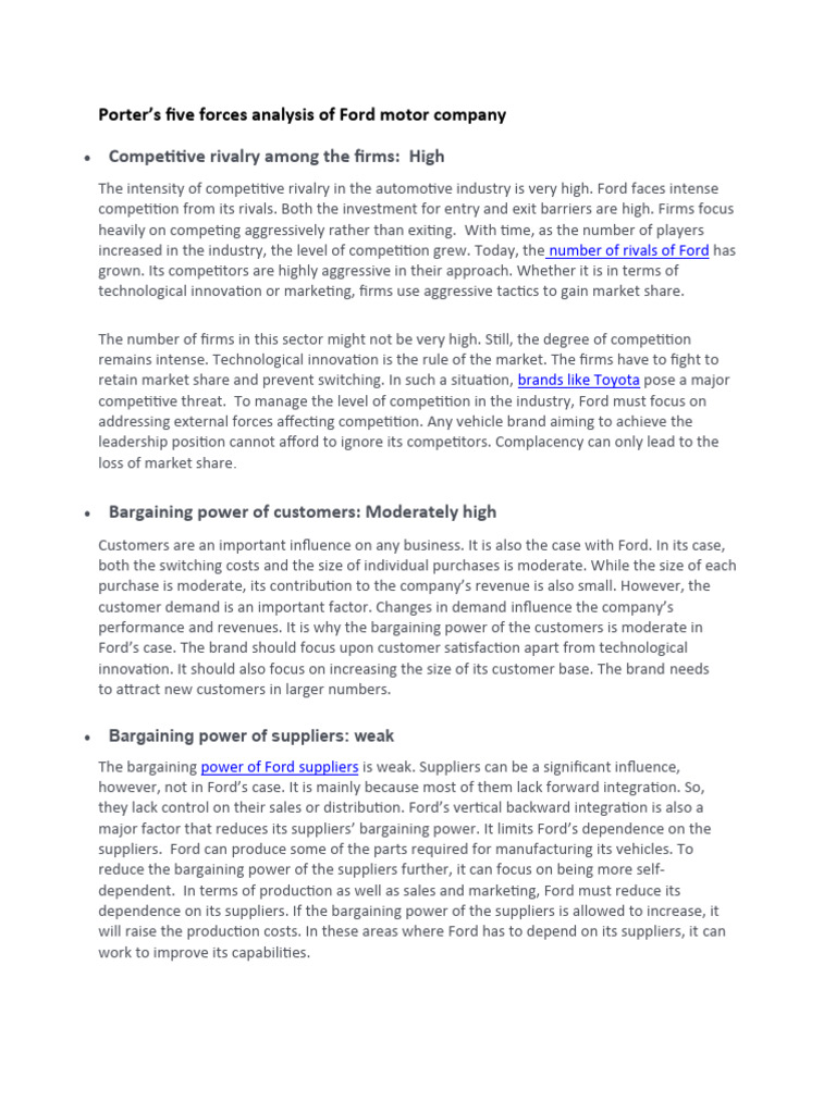 Ford's Five Forces Analysis 2025 | PDF | Ford Motor Company | Swot Analysis