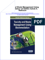Textbook Toxicity and Waste Management Using Bioremediation 1St Edition Ashok K Rathoure Ebook All Chapter PDF