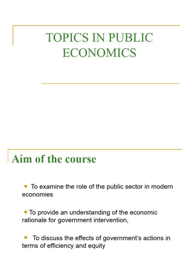 Public Economics: Government Roles & Effects | PDF | Economics | Taxes