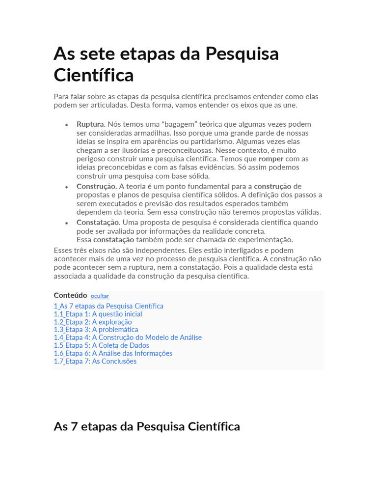 As Sete Etapas Da Pesquisa Científica | Download grátis PDF | Science ...