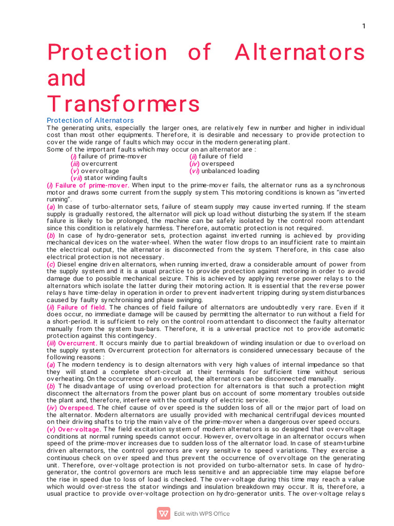 Alternator Protection Mechanisms | PDF