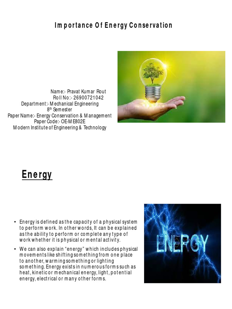 Benefits of Energy Conservation | PDF | Energy Conservation | Energy ...
