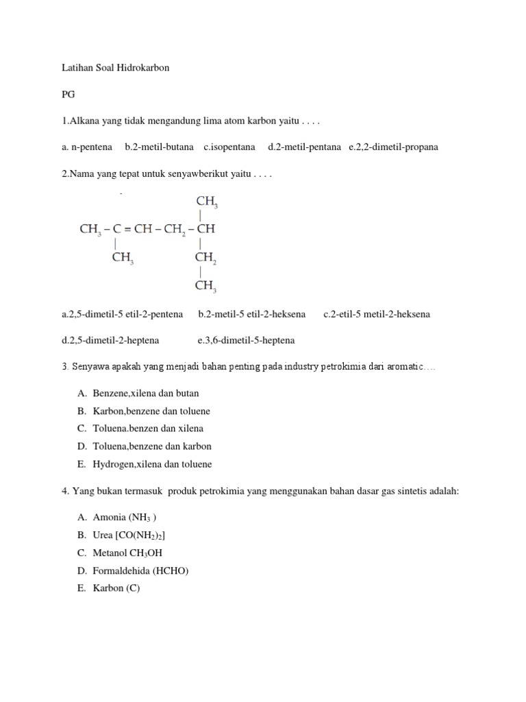 Contoh Soal Essay Tentang Hidrokarbon Dan Jawabannya Guru Paud
