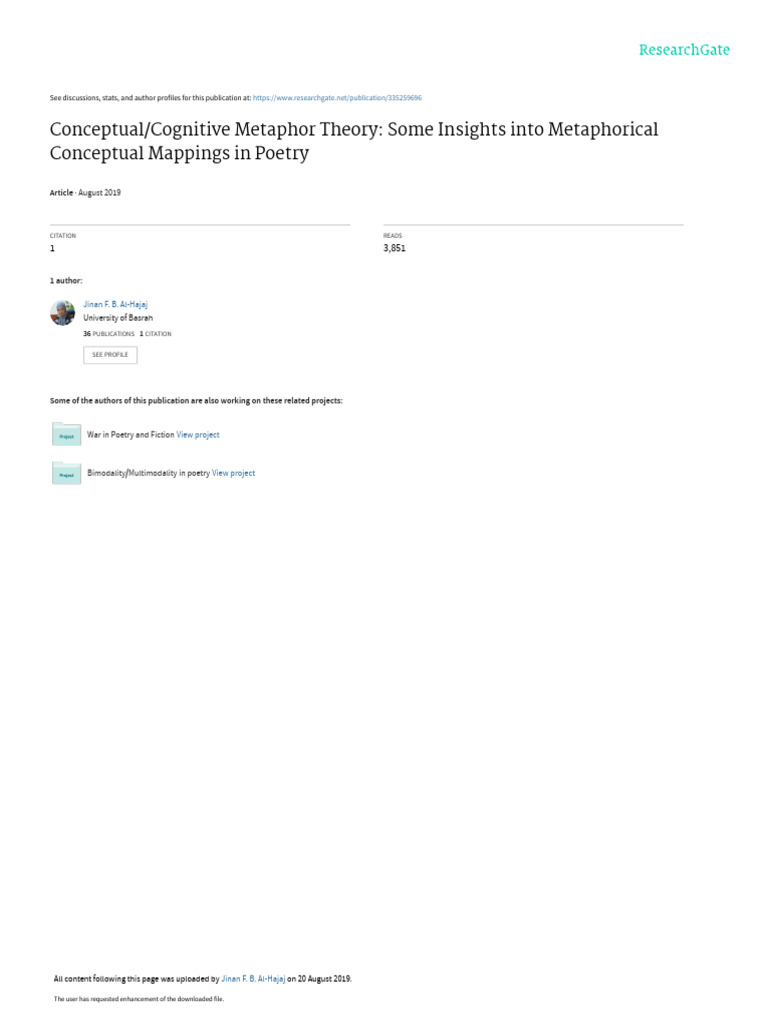 Insights on Cognitive Metaphor in Poetry | PDF | Metaphor | Experience