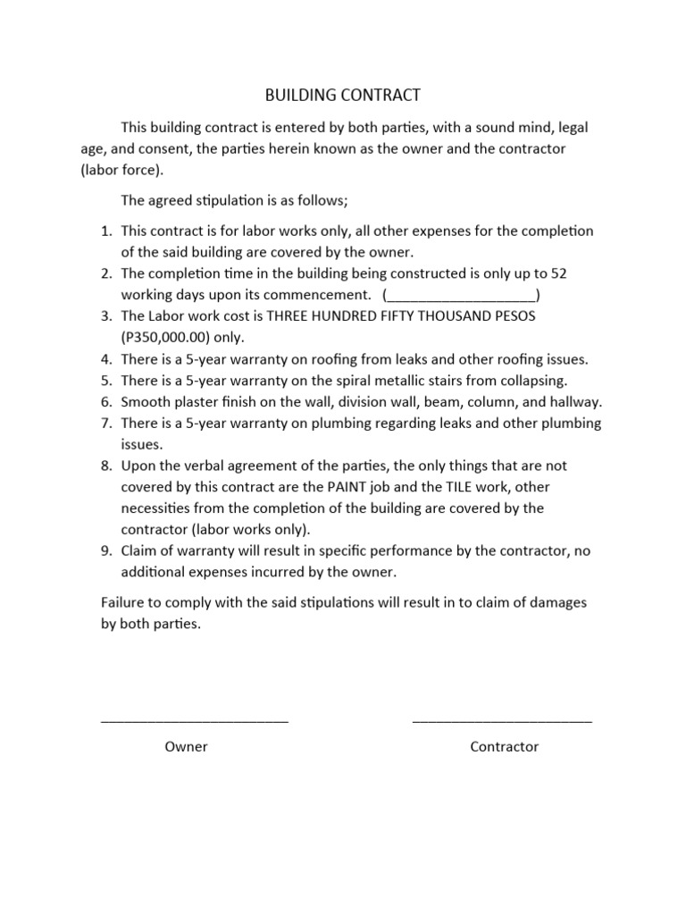 Building Contract Pdf