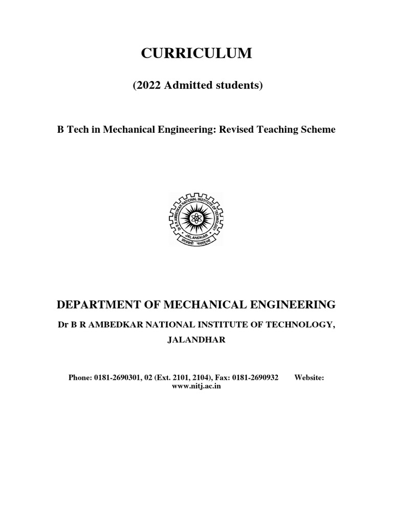 B Tech Mechanical Engineering Curriculum 2022 | PDF | Bending | Stress ...
