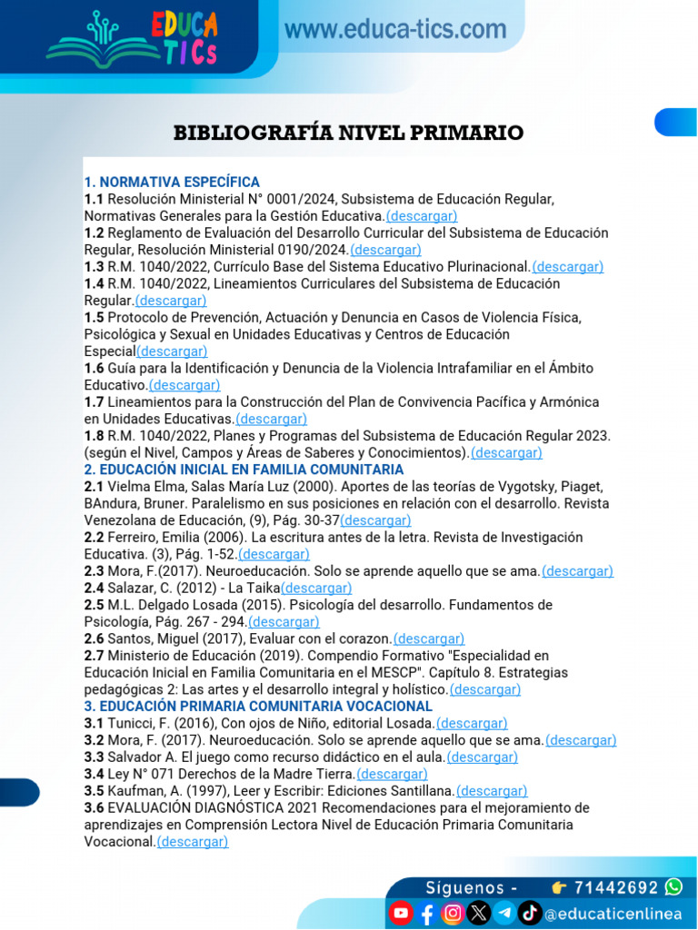 Bibliografia Ascenso 2024 | PDF | Educación especial | Plan de estudios