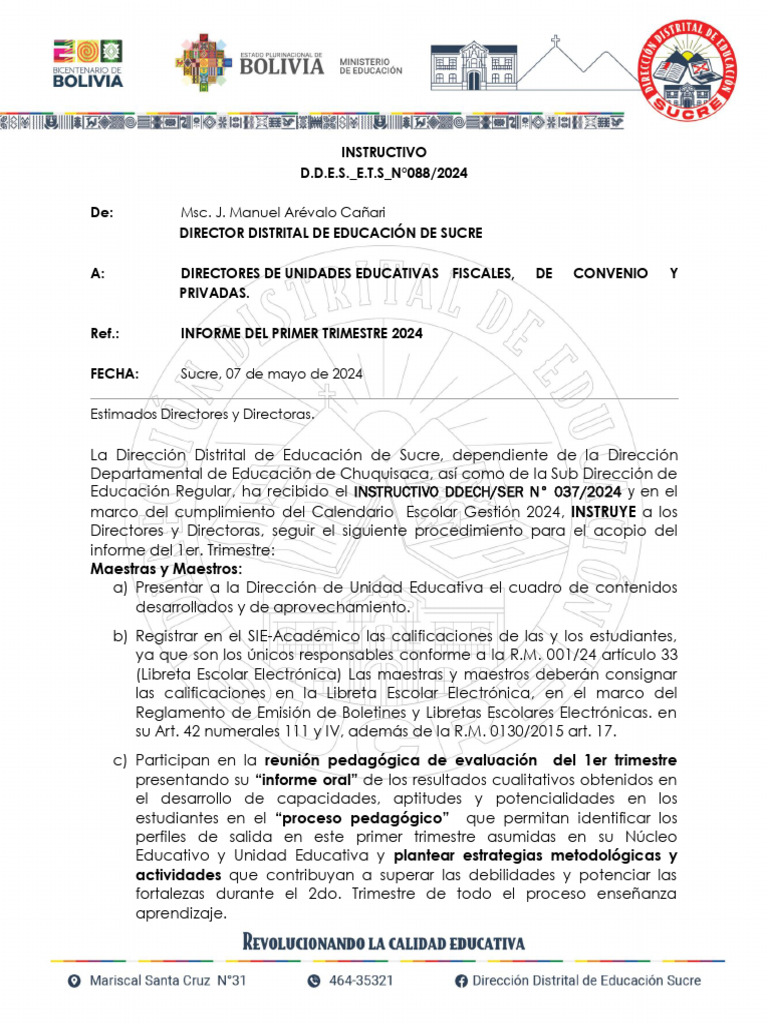 Informe Primer Trimestre 2024 Primaria | PDF | Evaluación