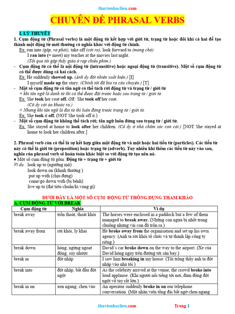 Chuyen de PHRASAL VERBS | PDF