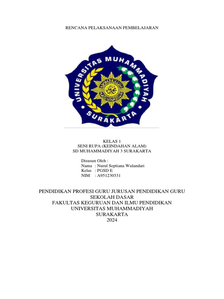 Rencana Pembelajaran Seni Rupa Kelas 1 | PDF