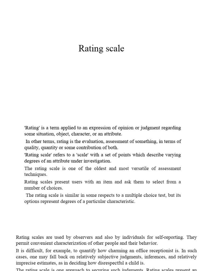 RATING SCALE complete | PDF | Psychology | Behavioural Sciences