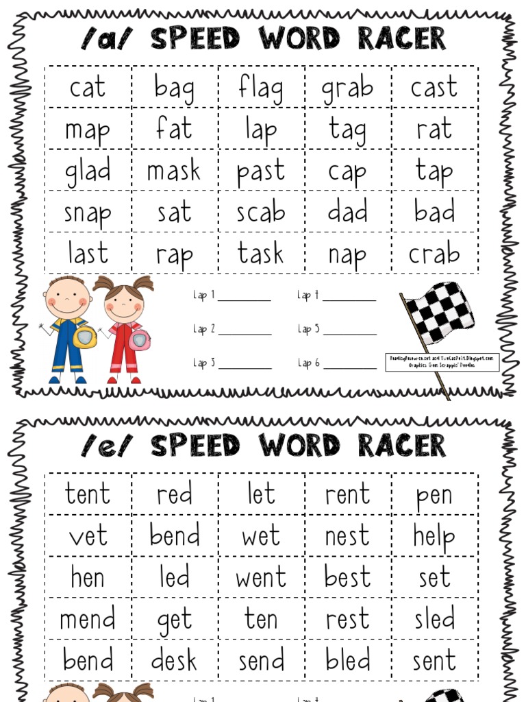 Short Vowel Speed Racer | PDF