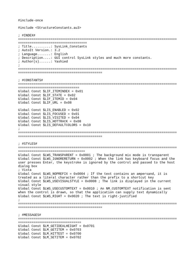 SysLink GUI Control Constants | PDF | Microsoft Windows | Computer Science