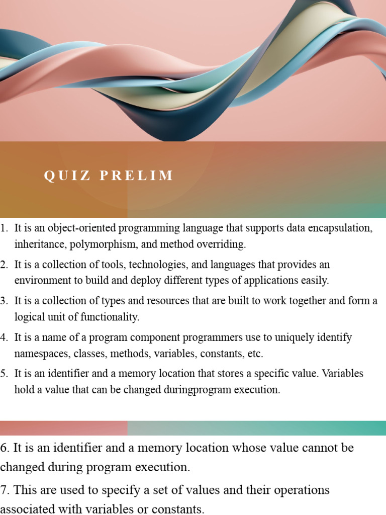 C# Programming Concepts Quiz Guide | PDF | Computers