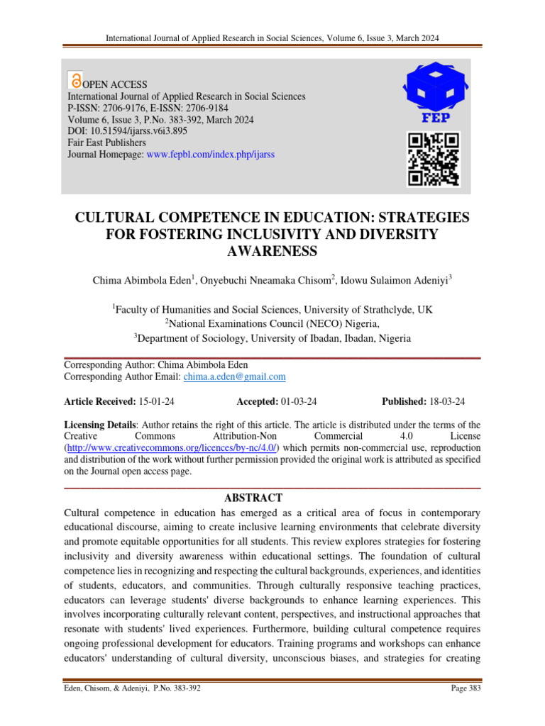 Strategies for Cultural Competence in Education | PDF | Inclusion ...