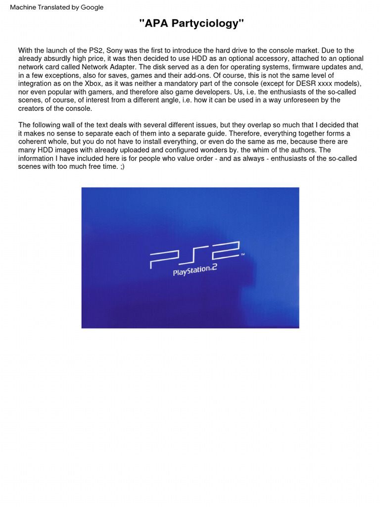 PS2 HDD Connection and APA Overview | PDF | Hard Disk Drive | Computer File