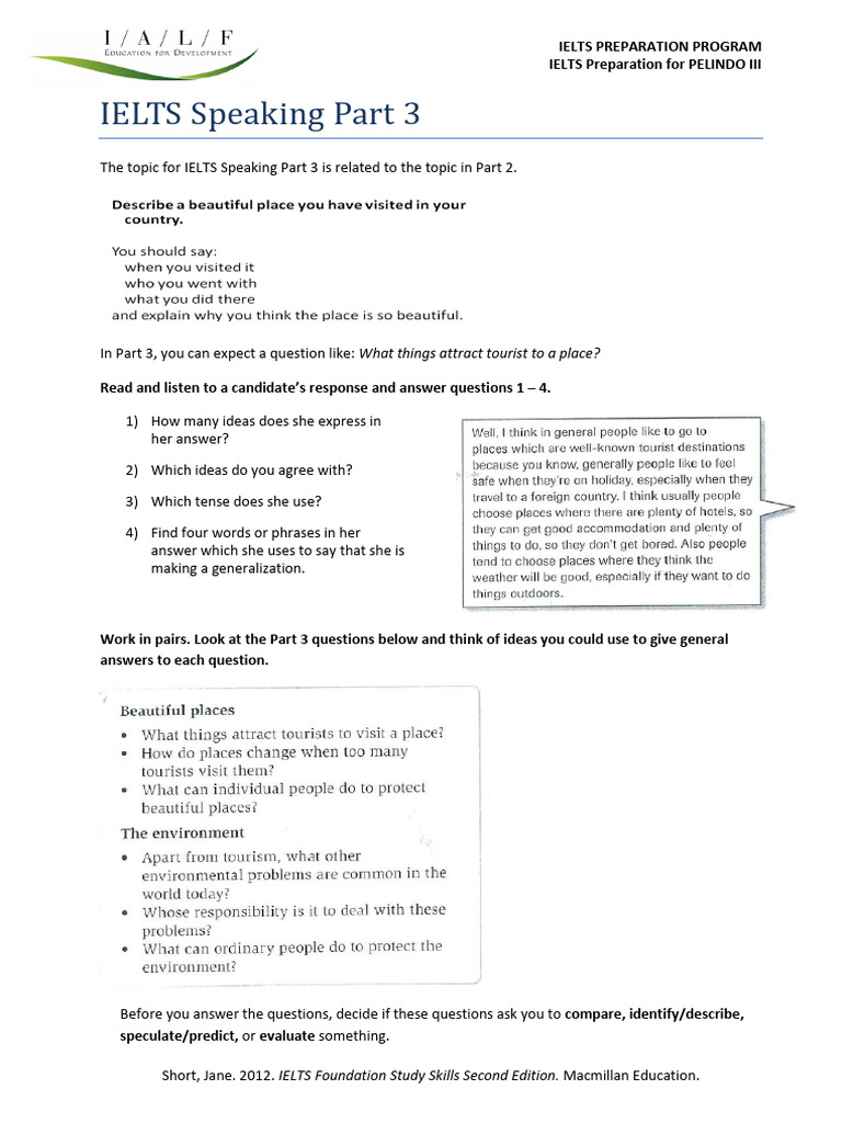 Ielts Speaking Part 3 Advice