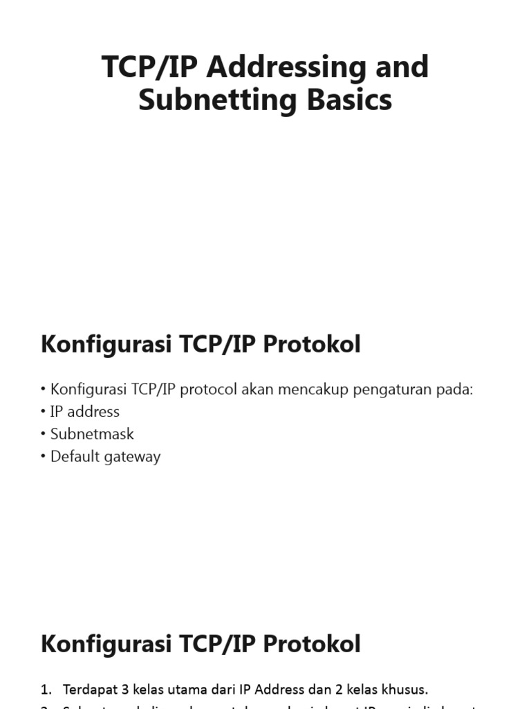 Dasar-Dasar Pengalamatan TCP/IP dan Subnetting | PDF