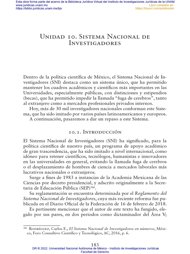 Unidad 10. Sistema Nacional de Investigadores: 10.1. Introducción | PDF ...