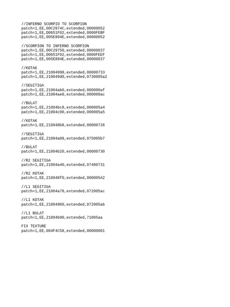 Inferno Scorpion Cheat Codes | PDF | Computers