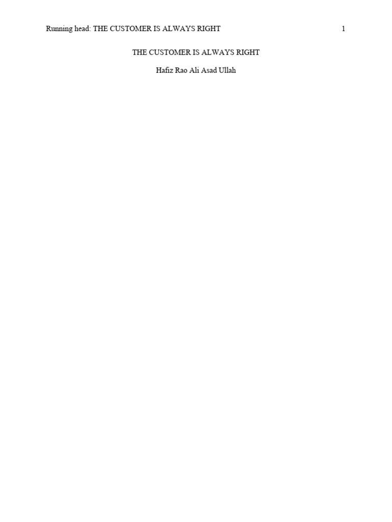 The Customer Is Always Right PDF