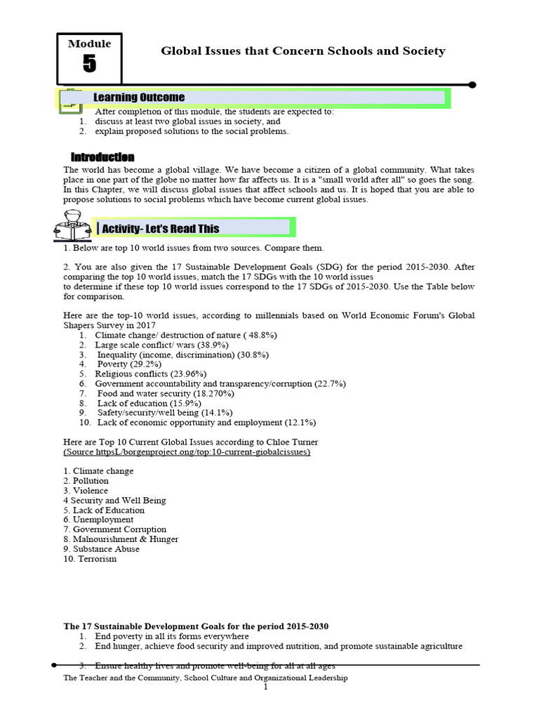 Global Issues and Solutions Overview | PDF | Sustainability | Violence