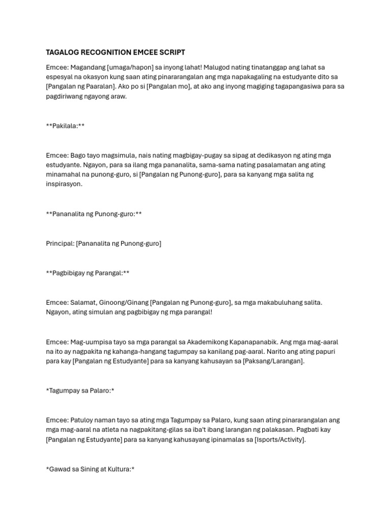 Tagalog recognition emcee script 013151 pdf