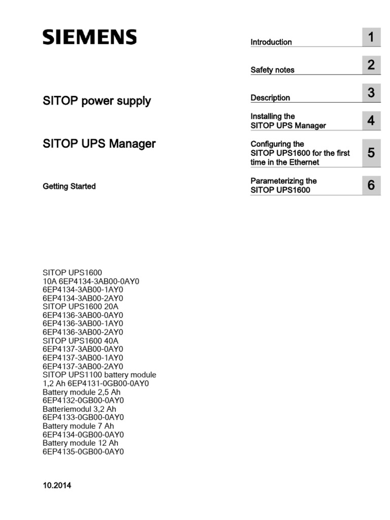 Sitop power supply sitop ups manager introduction safety notes