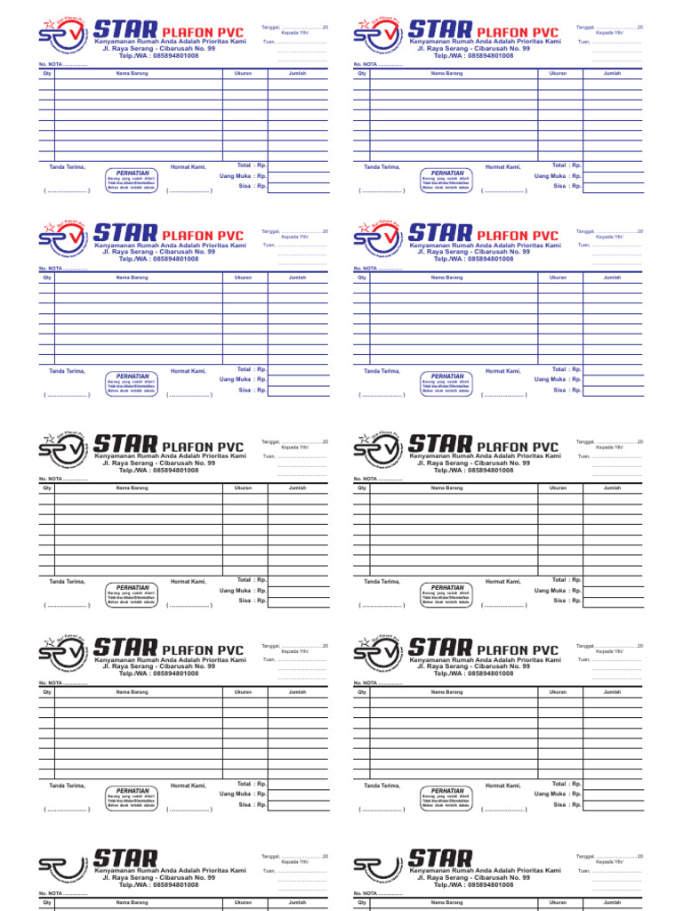 Nota Pembelian Plafon PVC | PDF