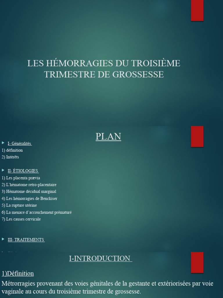 Hémorragies du 3ème trimestre de grossesse | PDF | Accouchement | Grossesse