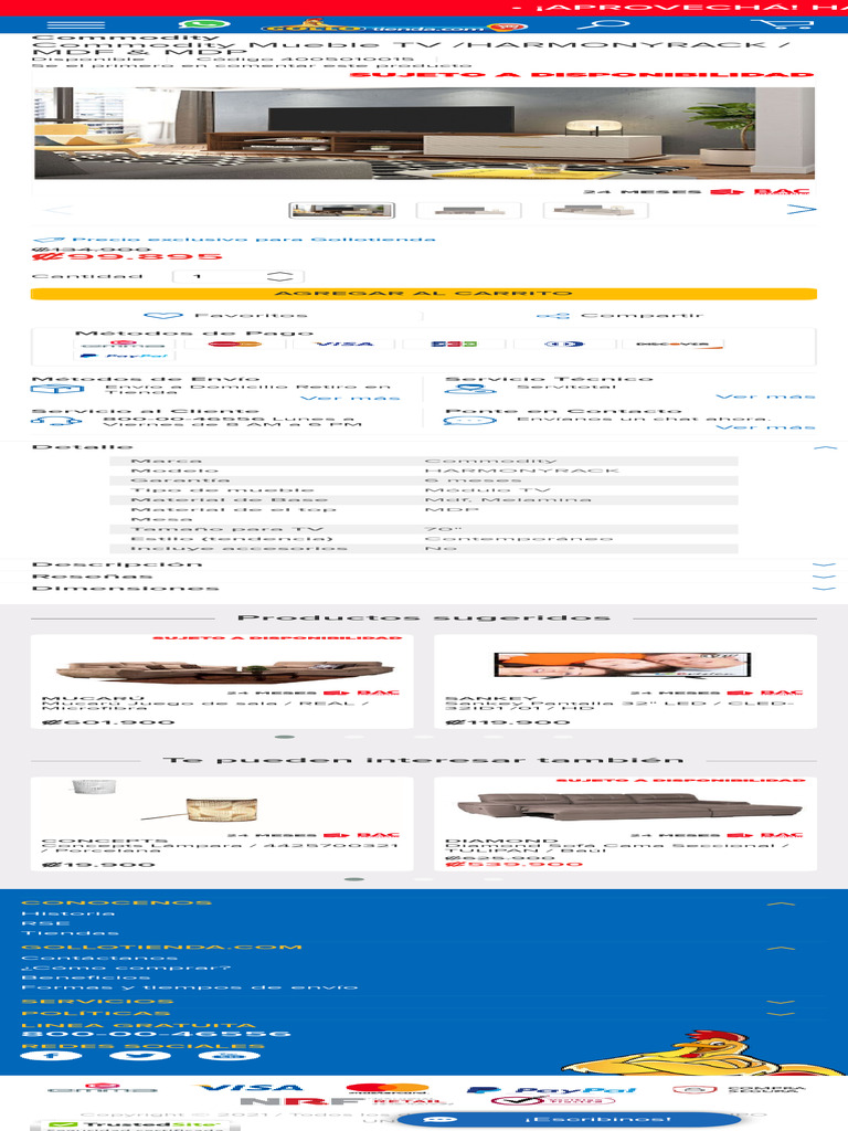 Commodity Mueble TV HARMONYRACK MDF & MDPGOLLO | PDF