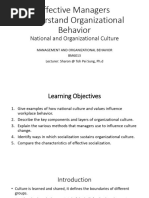 Chapter 2 - Effective Managers Understand Organizational Behavior - Culture