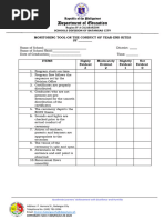 Monitoring Tool On The Conduct of Year End Rites