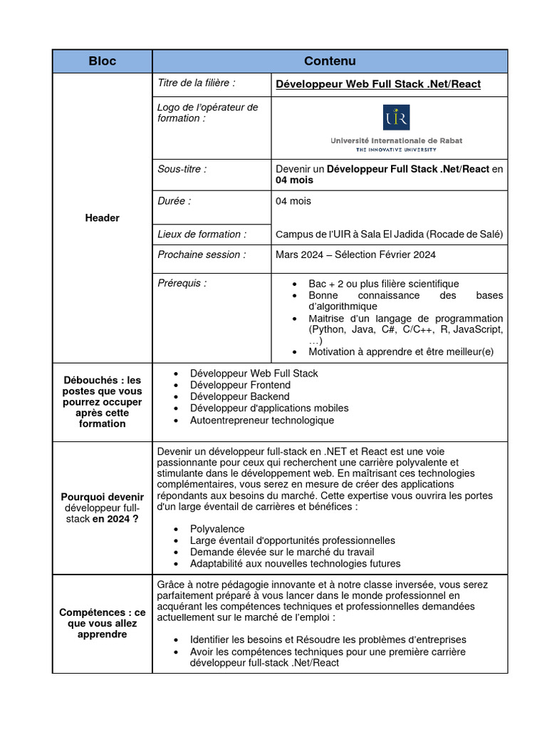 Formation Développeur Web Full Stack 2024 | PDF | Architecture d'un ...