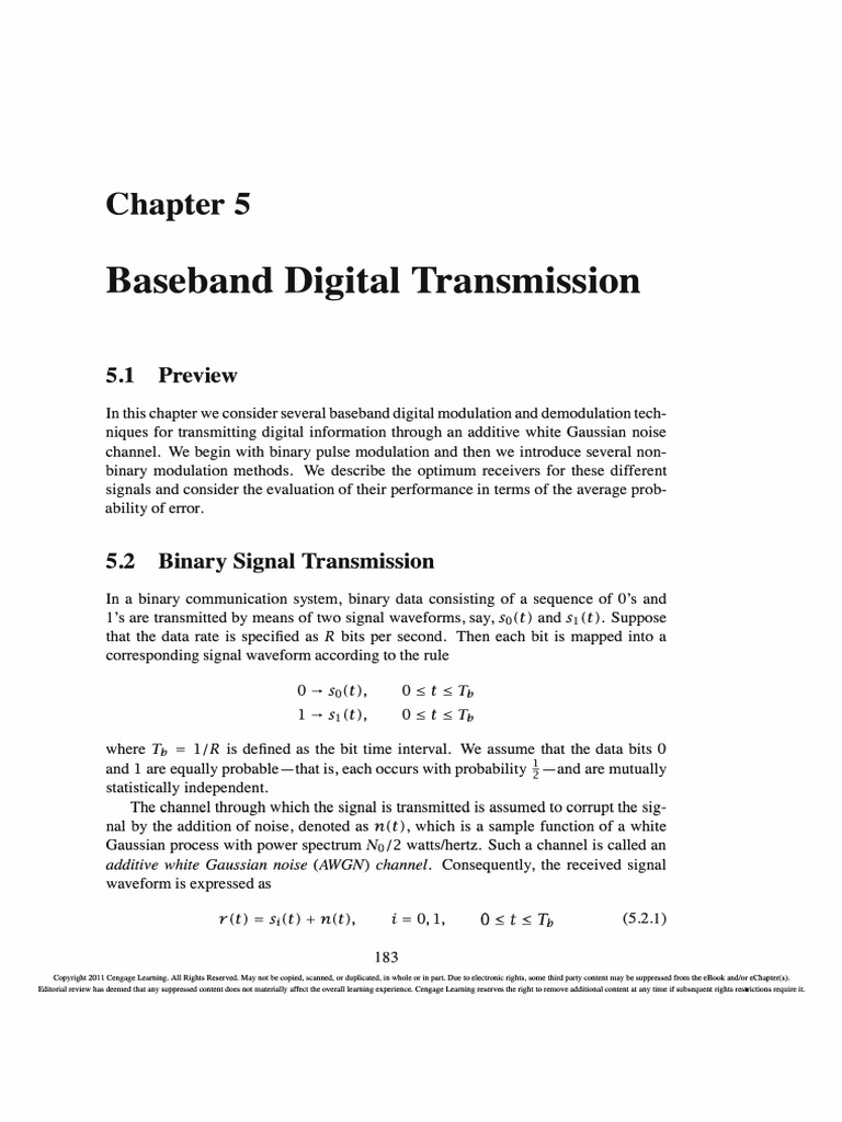 Chap5 - Baseband Digital Transmission | PDF | Modulation ...