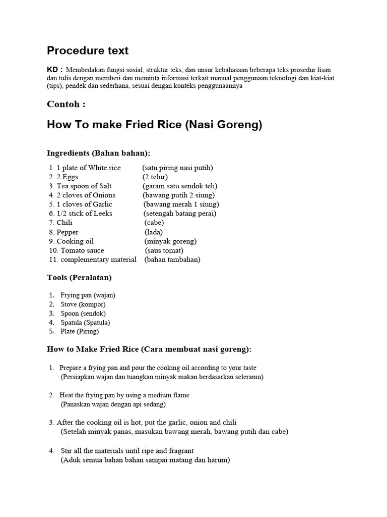 Contoh procedure text pdf