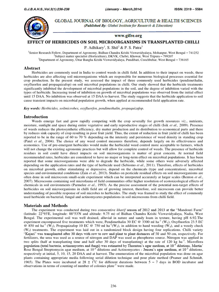 Effect of Herbicides On Soil Microorganisms in Transplanted Chilli ...
