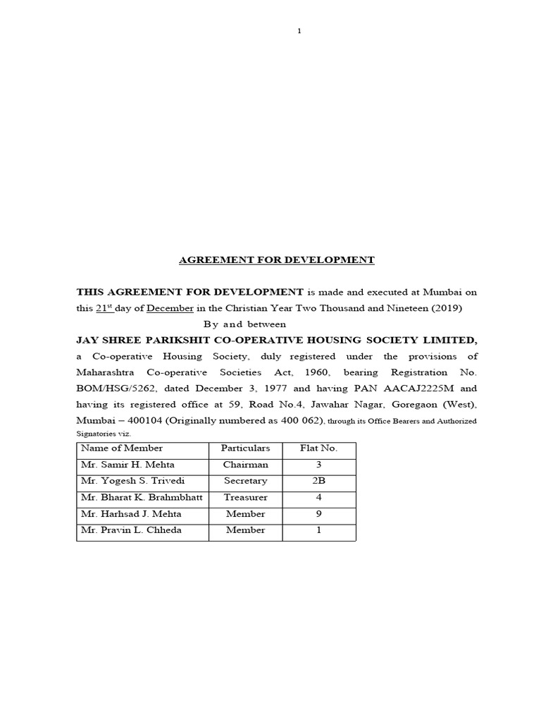 Development Agreement Amended On 18.01.2020 | PDF | Leasehold Estate ...