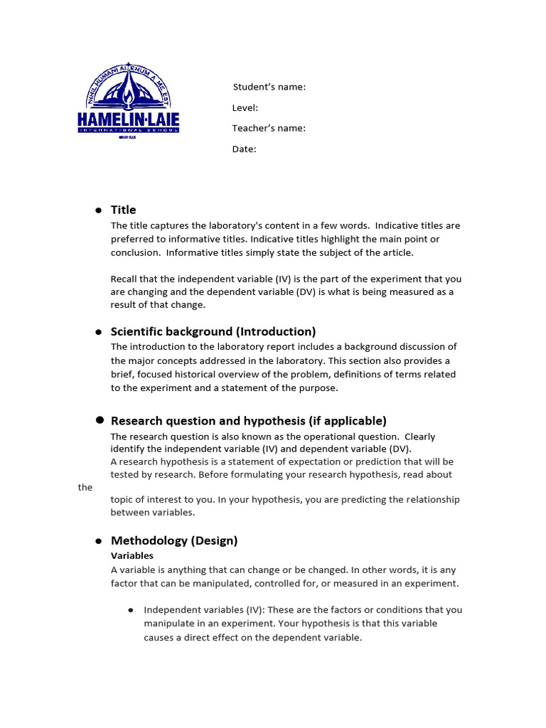 Lab Report Structure | Download Free PDF | Experiment | Data