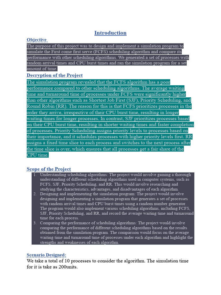 FCFS Scheduling Algorithm Simulation | PDF | Scheduling (Computing ...
