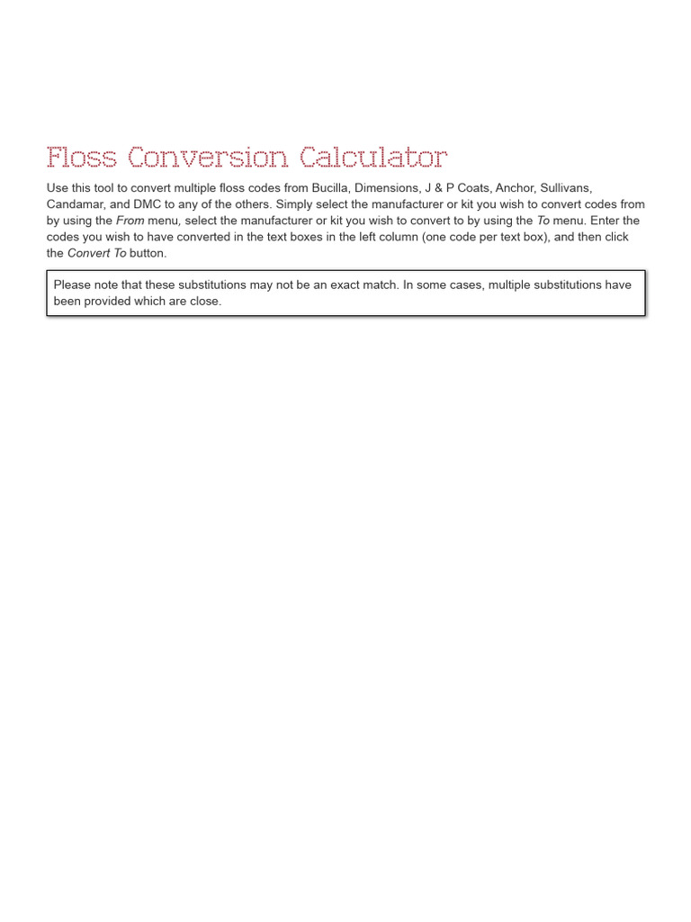 Floss conversion calculator cyberstitchers cross stitch picture