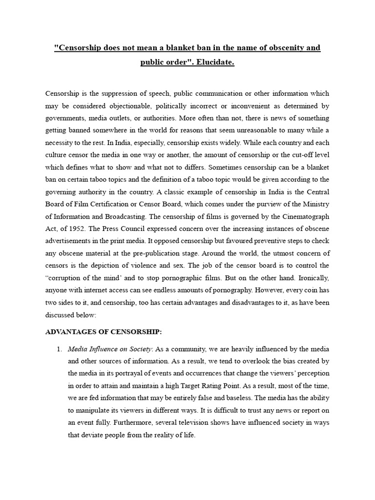 Censorship Doesnot Mean Blanket Ban Download Free PDF Censorship