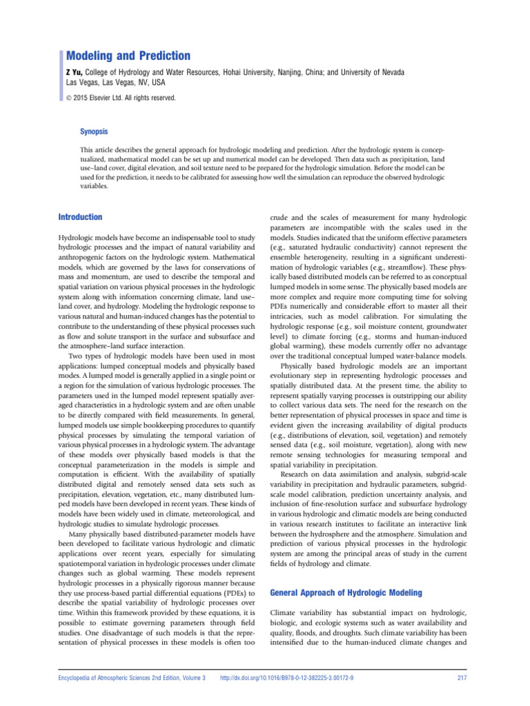 Hydrological Modelling Pdf Hydrology Surface Runoff